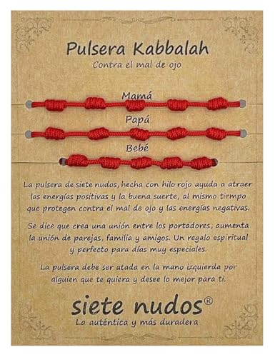 arana's® - Pulsera siete nudos roja mujer hombre niños bebés - Contra el mal...
