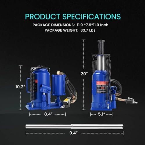 Specstar Pneumatic Air Hydraulic Bottle Jack With Manual Hand Pump 20 Ton Auto Truck Travel Trailer Repair Lift Blue With Car Service Ramps Low Profile Plastic Pack Of 4 #TOP4