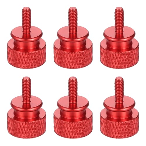 sourcing map 6Pcs M3x8 Aluminum Thumb Screws, 12x18mm(ODxH) Computer Case Thumb Screws for PC Side Panel Motherboard Mounting Screw, Burgundy
