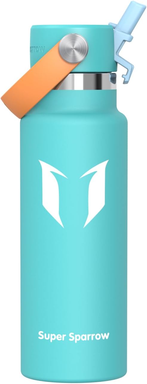 Sparrow Insulated Water Bottle - 350ml/500ml/750ml/1L/1.2L - FlipFlow Metal Water Bottles with Straw Lid - BPA Free - Leakproof Stainless Steel Flask for Sport, Gym, School, Outdoor, Travel — image 29