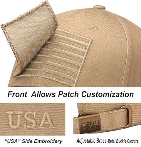 Image of Antourage American Flag Unisex Baseball Hat for Men and Women | USA Flag Mesh Snapback Flat Visor Cap + 2 Patriotic Patches