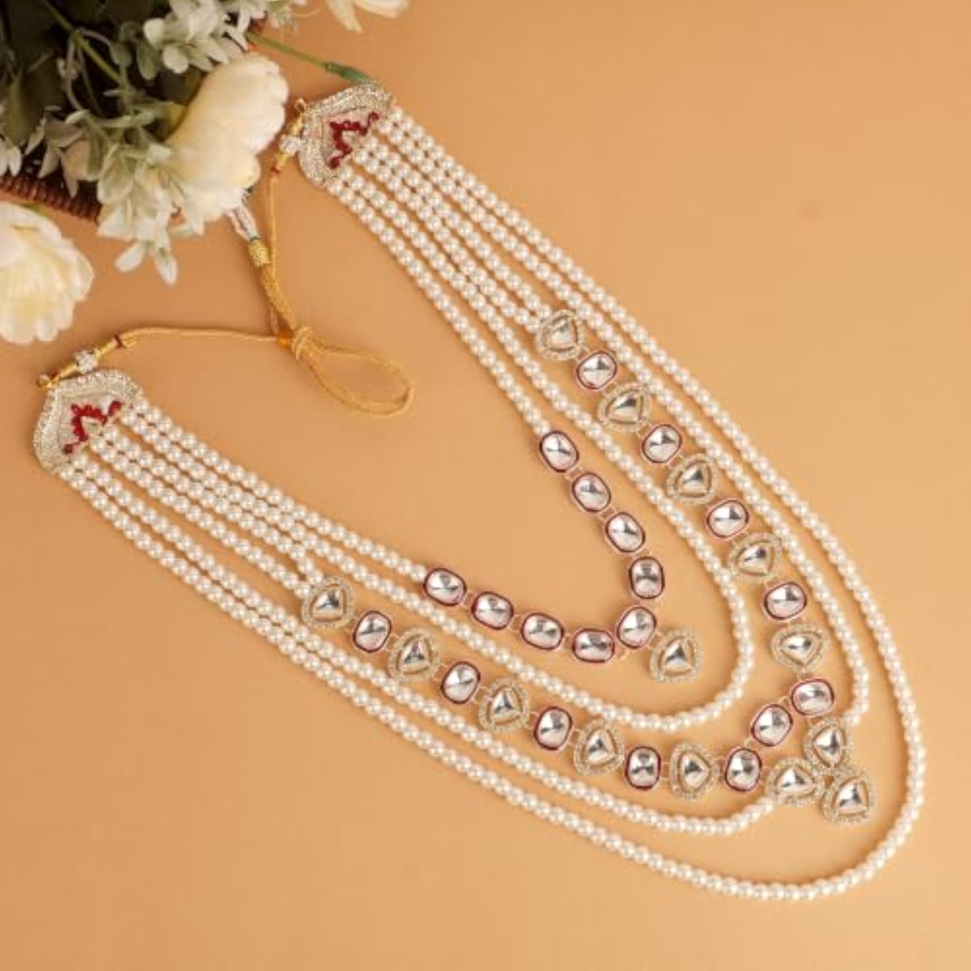 Men's Multi-Layered Kundan & Pearl Dulha Mala for Sherwani
