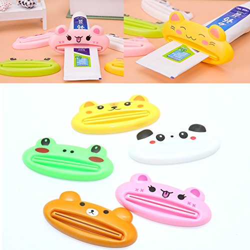5 pcs Cartoon Animal Plastic Toothpaste Tube Squeezers Clip,Random Color