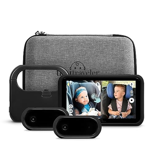 Image of Tiny Traveler Baby Car Camera for 2 Kids, Touch Screen Baby Car Monitor with Power Bank, No WiFi Baby Camera for Car Home Travel, Rear-Facing Car Seat Monitor Night Vision Baby Reminder Alert - Black