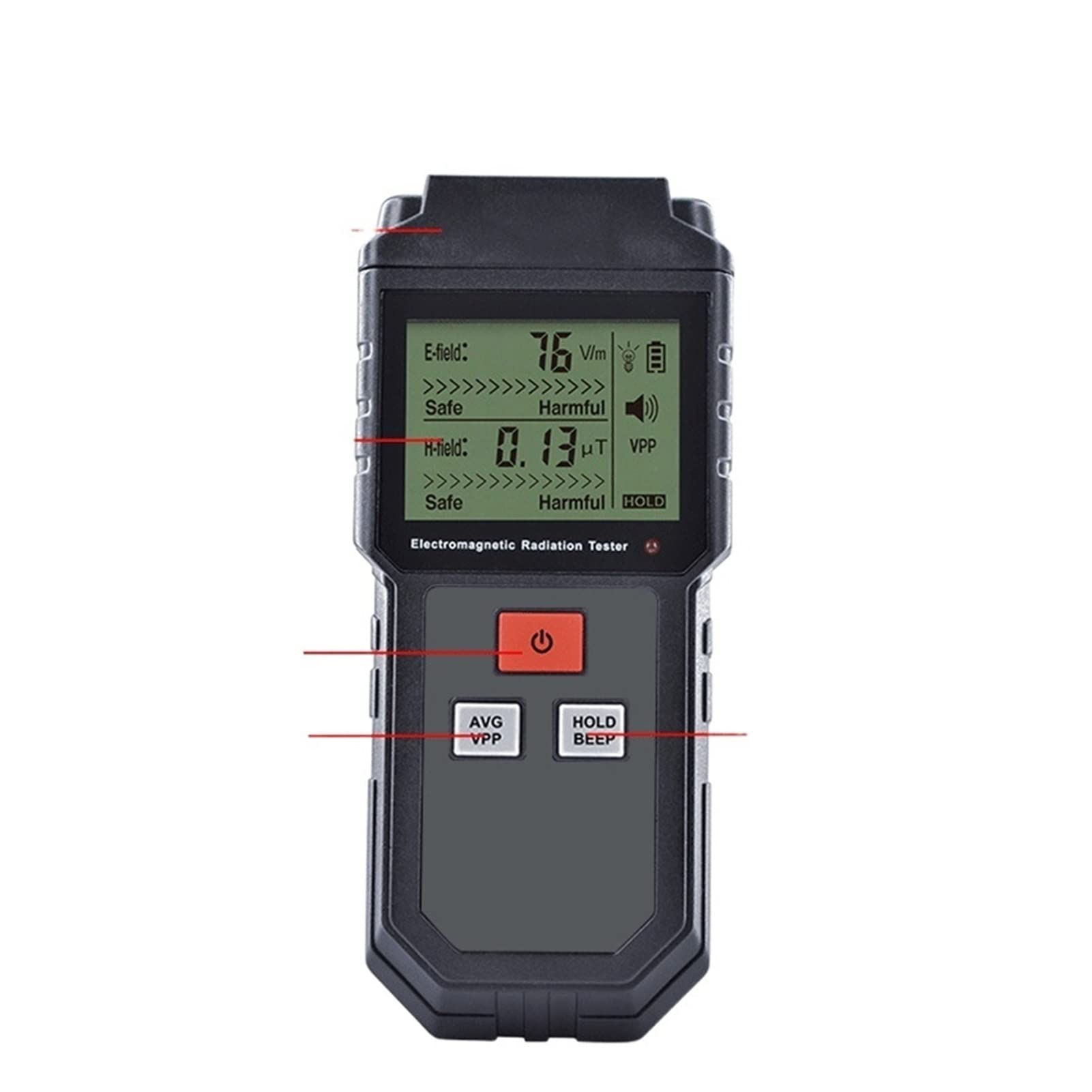 Detecteur EMF, ET825 Handheld Smart Digital LCD EMF Détecteur de rayonnement électromagnétique Testeur de rayonnement électrique Détecteur de dosimètre de champ magnétique