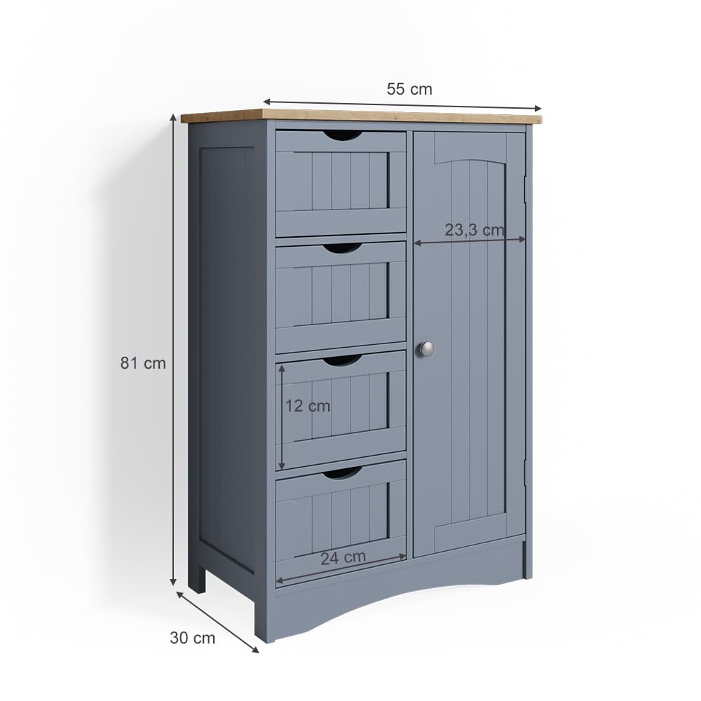 Vicco Meuble Salle de Bain Bianco, Gris, 55x81cm