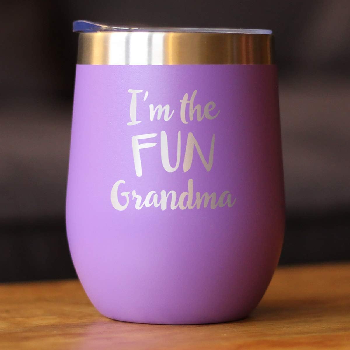 Bevvee Fun Grandma - Wine Tumbler with Sliding Lid - Stemless Stainless Steel Insulated Cup - Funny Outdoor Camping Gifts - Purple - Image 2