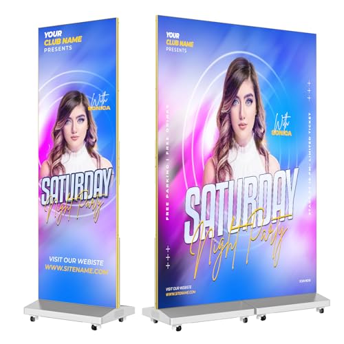MWE 80 Pulgadas P1.86 Pantalla LED Publicidad Empalmable con Flight Case, Pantalla Publicitaria con Sistema de Publicación, Adecuada para Expositores de Productos, 2 Unidad