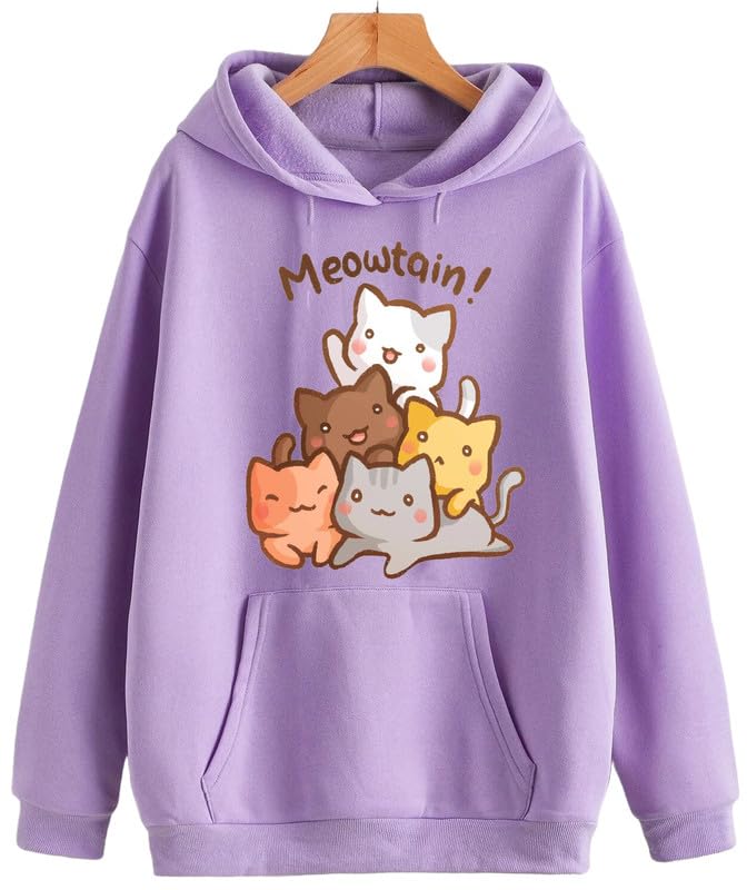 Cute Cat Hoodie Women Anime Causal Stylish Latest Black Blue red Pink Lavender Maroon Peach Girl 499 599 Under-image-12