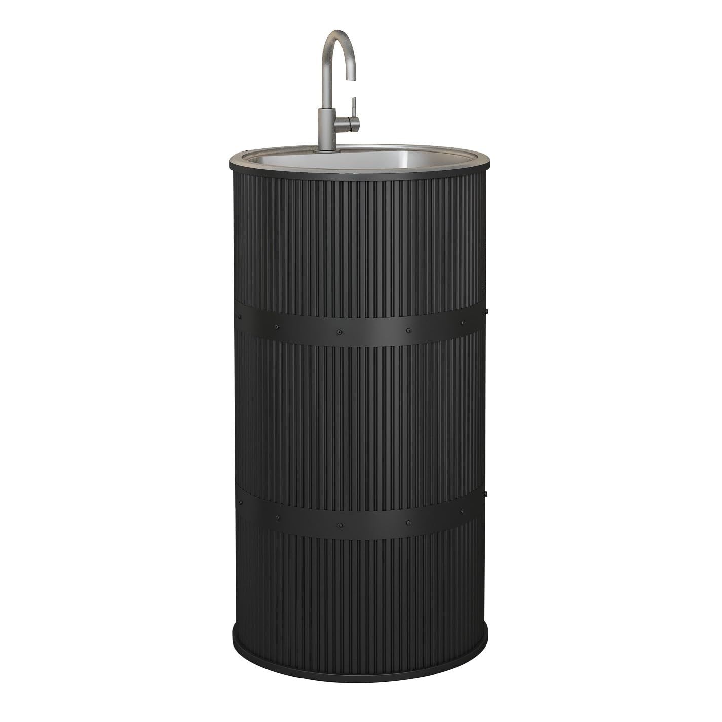 Freestanding Pedestal Sink, Piece Pedestal Sink?Pedestal Bathroom Sink, Industrial Style Washbasin with Faucet for Bathroom Outdoor School Hotel(Black,B-83x41cm)