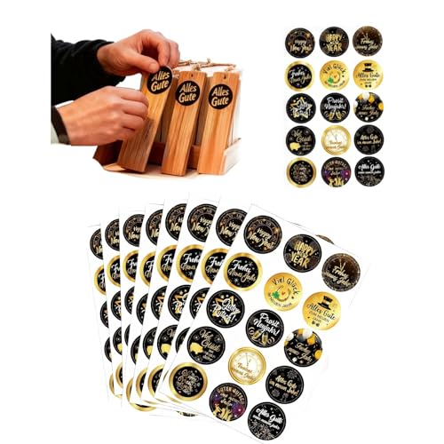120 Pegatinas de Año Nuevo 2026, Decoración Nochevieja, Fuegos Artificiales y Etiquetas de Regalo, 15 Diseños Variados, Diámetro de 1.5 Pulgadas, Autoadhesivas, Perfectas para Envolver Regalos