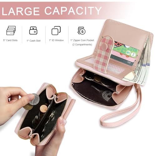 Sunwel Fashion Strawberry Wallet Card Holder Small Cute Wallet Zipper Coin Pocket Wallet for Women Girls (PINK)2