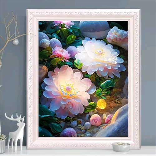 Broderie diamant painting complet de pivoine 5D kit adulte grand format 100x130cm
