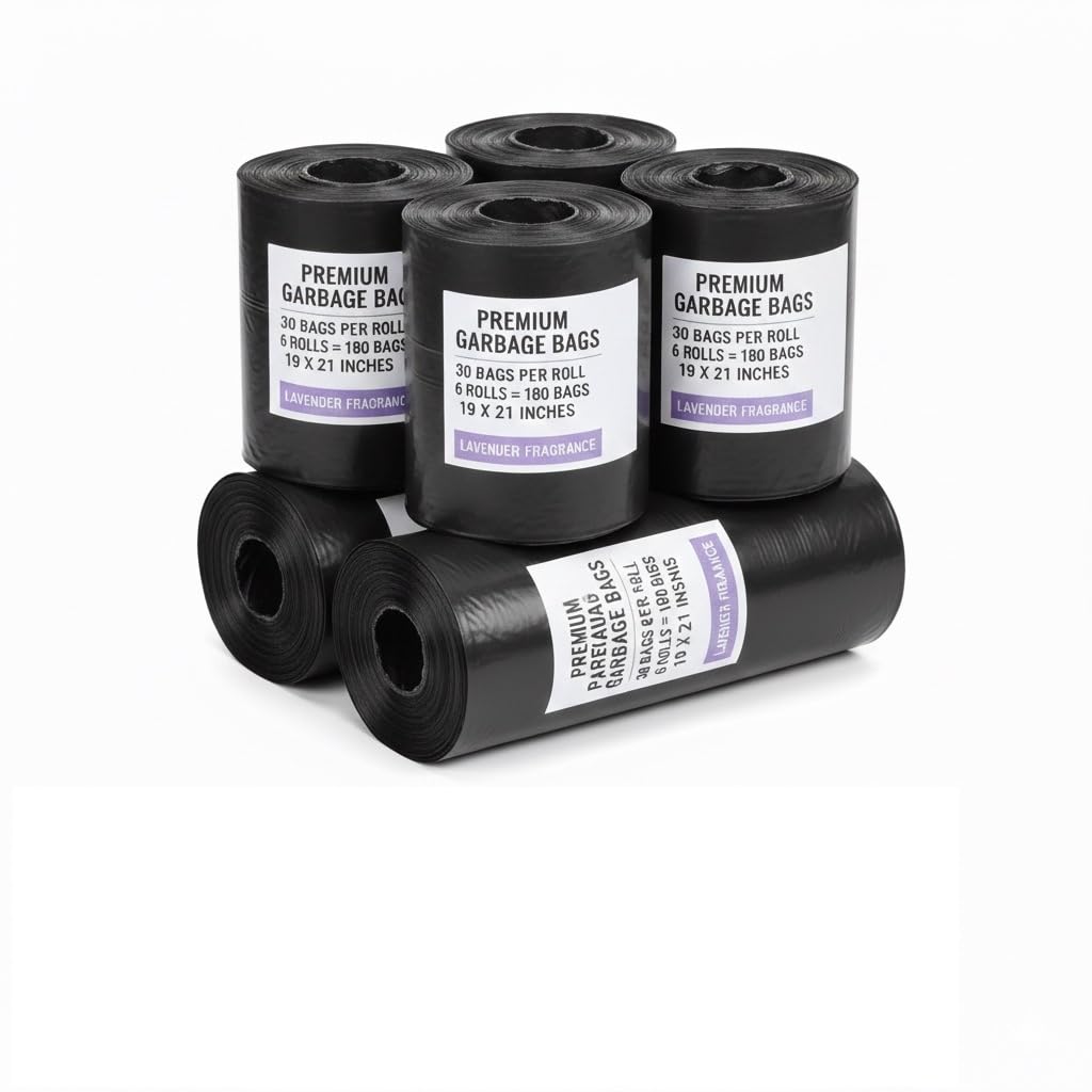 Hi-Print Garbage Bags | Medium | 180 Count | 30 Bags X 6 Rolls | 19 X 21 Inches | Material Plastic | For Dry & Wet Waste | Pack Of 6 (Black Color)-image-21