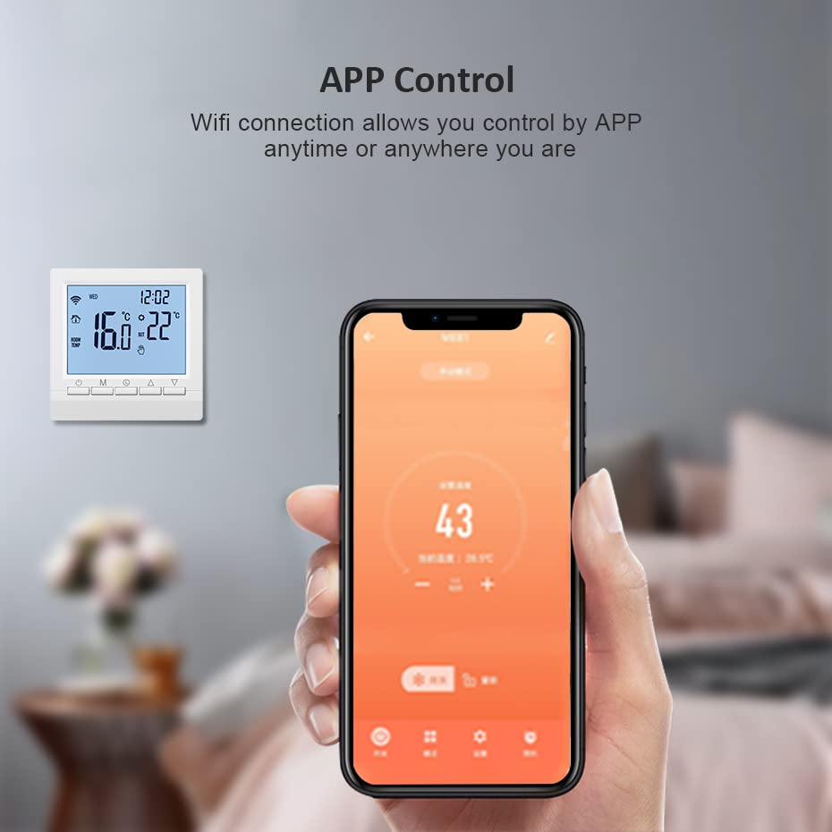 Sensore termometro, Termostato intelligente WiFi Controllo di temperatura del pavimento elettrico Elettrico Acqua/Gas Caldatura termostato Wireless funziona wireless(WiFi Water gas)