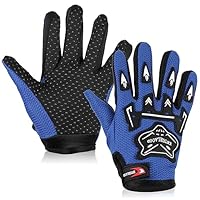 QESSUVNC Kinder Vollfinger Winter Fahrradhandschuhe Wasserdicht für Radfahren, Wandern, Laufrad, Roller, Skateboard (Blau)
