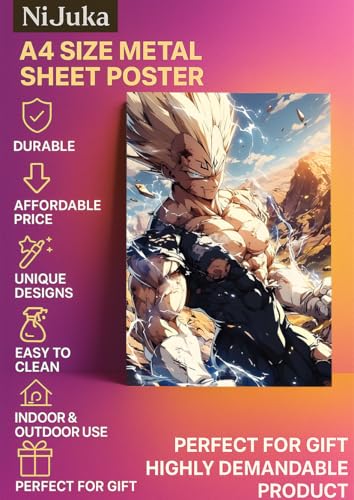 Image of NIJUKA Anime Printed A4 Size Metal sheet Poster For Home And Room Decoration | For Anime Art Fans Boys And Girls (SS 2 Magen Vegeta)