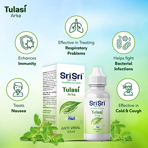 Image of Sri Sri TATTVA shuddhta ka naam Tulasi Arka - Anti-Viral Drop - Natural Immunity Booster for Adults - 30ml (Pack of 4)