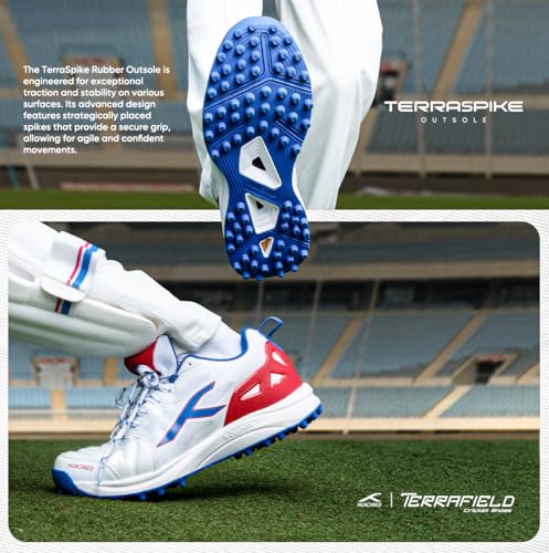 Image of Hundred TerraField Cricket Shoes | TerraSpike Rubber Studs | Embedded Support Plate for Stability | Lightweight & Durable | Ideal for Turf, Ground & Hard Surfaces | for Men
