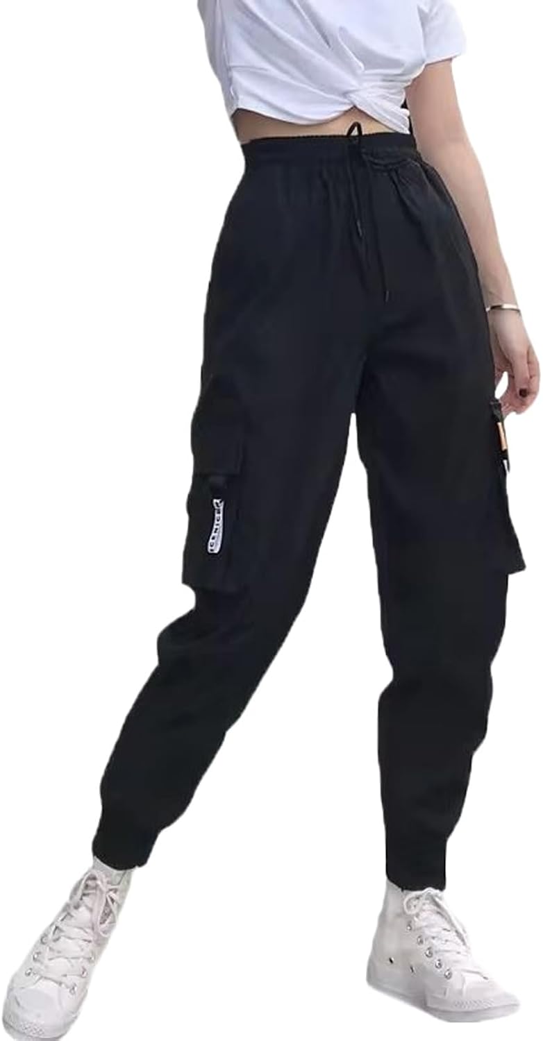 JYHBHMZG Big Pockets Cargo Pants Women High Waist Loose Streetwear Pants Baggy Trouser Hip Hop Joggers Pants