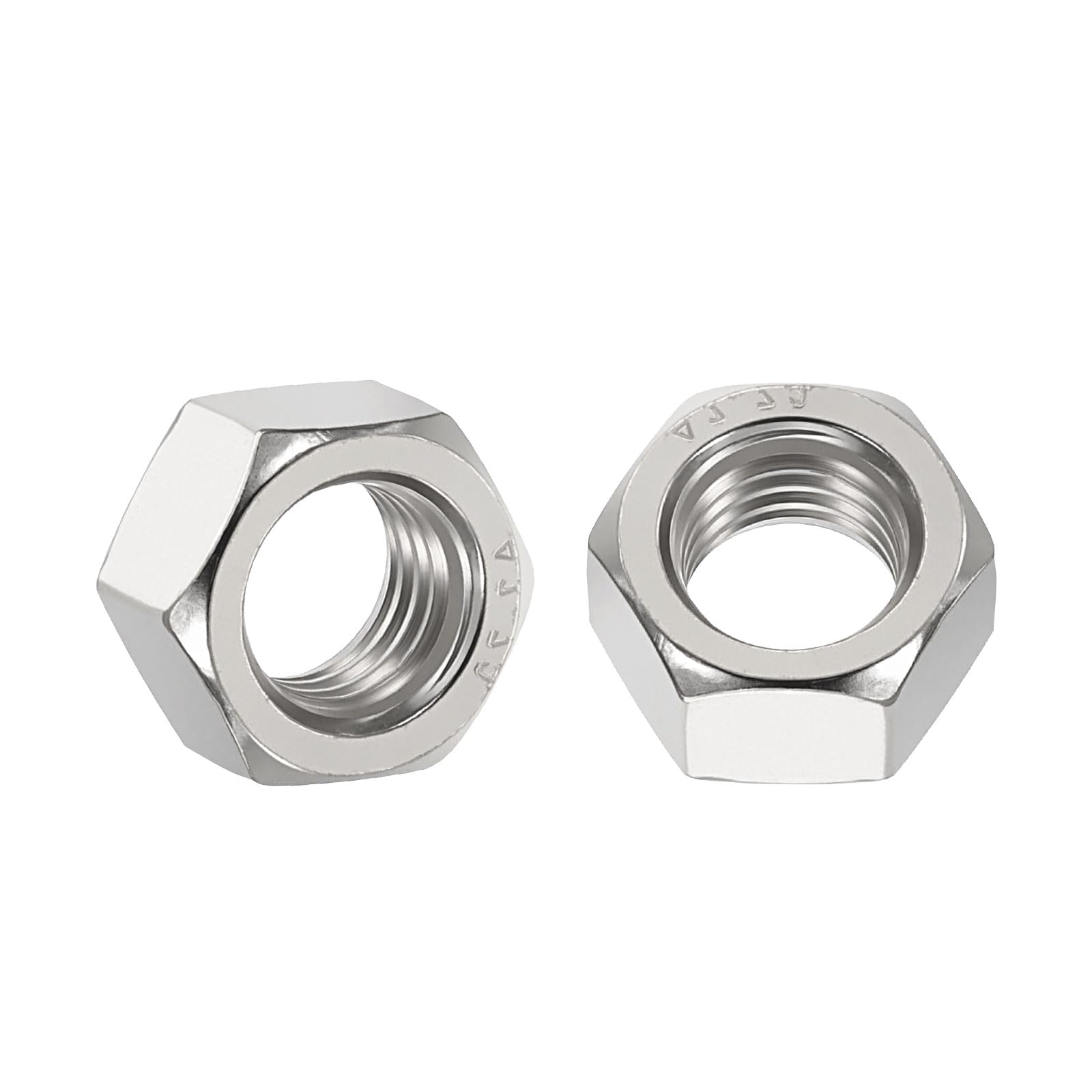 Kozelo 4pcs Left Hand Hex Nuts - [M12-1.75] 201 Stainless Steel (A1) Hardware Nuts for Mechanical Repair & Assembly, Reverse Thread Metric Nut, Bright Finish, Silver