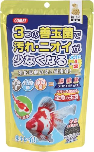 コメット【中大型金魚、幼鯉向けフード】金魚の主食納豆菌中粒200グラム