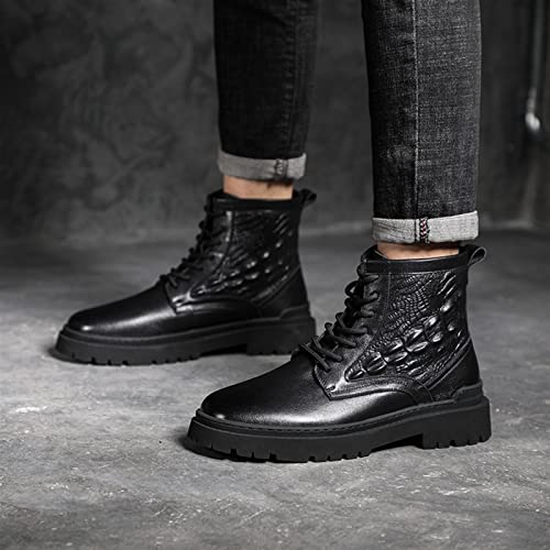 Botas de punta redonda para hombres en cuero impreso cocodrilo casual 2