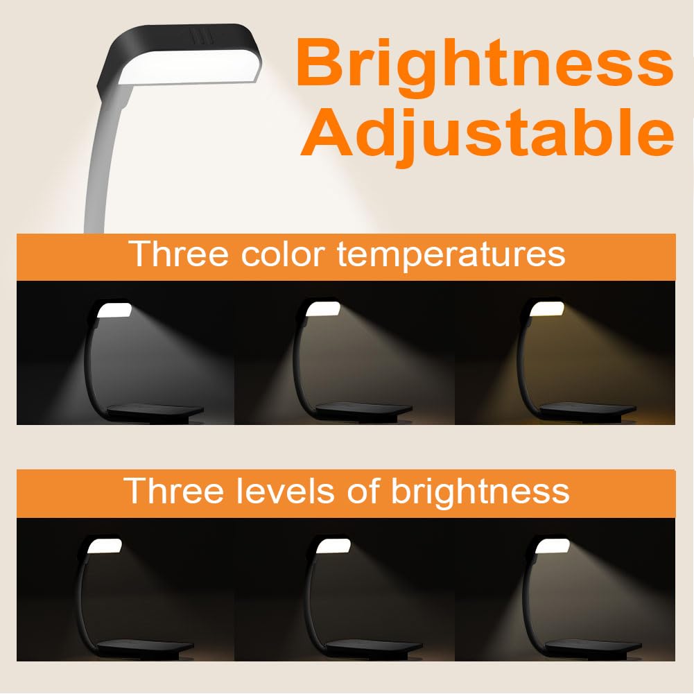 ABOHU LED Reading Light, Rechargeable Clip on Reading Light, 3 Eye-Protecting Modes Book Lamp (Warm/White/Mixed) - Image 4