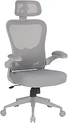 Cadeira de Escritório Ergonômica, DT3 Vita com apoio de cabeça 3D, Apoio Lombar Ajustável, Mesh Spandex Respirável + Tecido Softex Espuma Injetada, Certificada NR-17, Cadeira Giratória (Grey Frame)