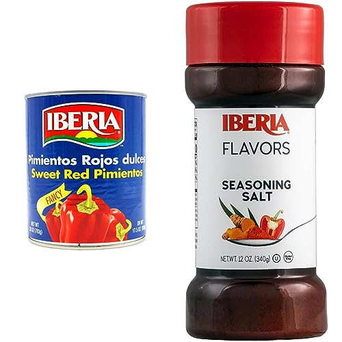 Iberia Sweet Red Pimientos 27.5 oz + Iberia Seasoning Salt, 12 Oz