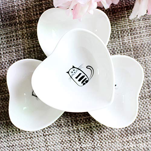 Set Di 6 Piattini In Ceramica A Forma Di Cuore Con Stampa Gatto - Per Salsa, Sushi E Snack - Foto 6