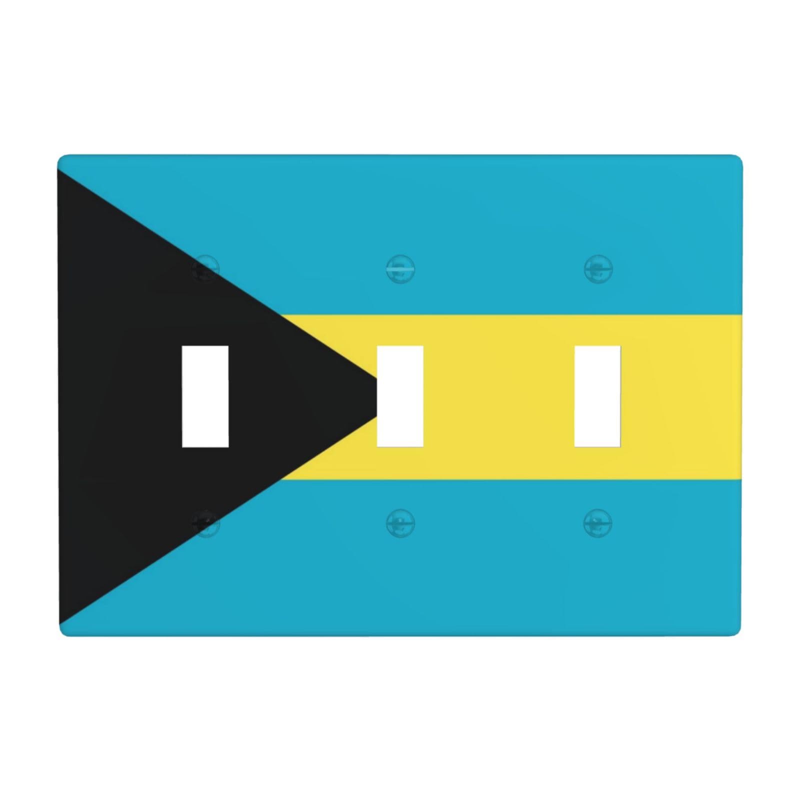 Flag of the Bahamas 3 Gang Switch Plate Cover-Unbreakable Polycarbonate Wall Plate, Heat Resistant Toggle Switch Decor for Home