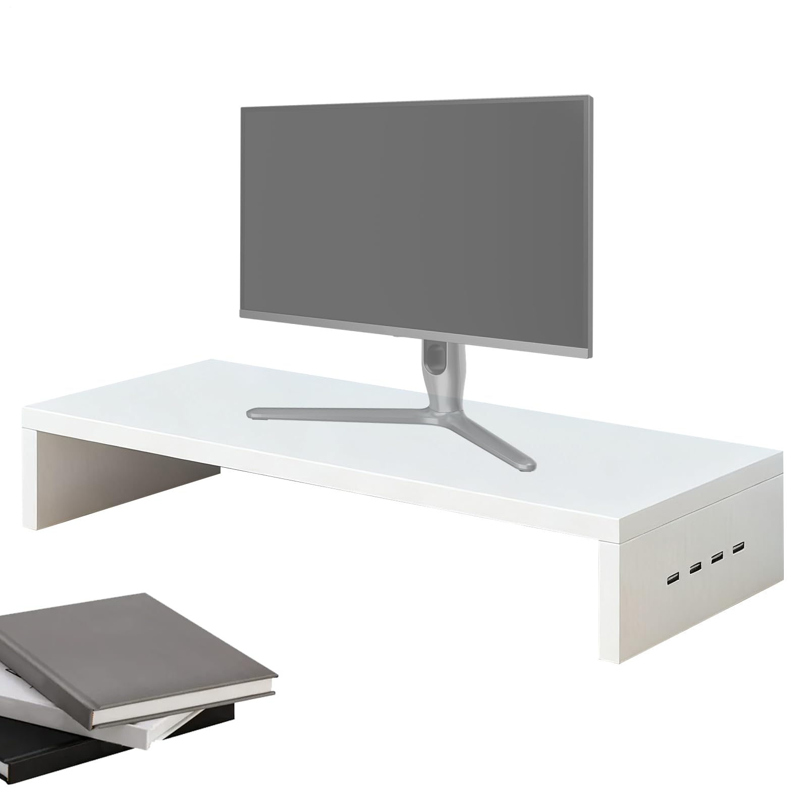 Supporto per schermo per desktop | Supporto rialzato con 4 | porte USB | Stoccaggio Sambuco per computer portatile e stazione di lavoro - per accessori digitali per tastiera elettronica