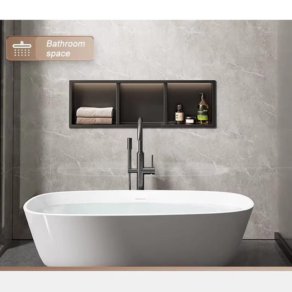 Estanteria Ducha, Librería, Estanterias De Pared para Todos Los Espacios | Fácil De Limpiar Estanteria Esquinera, Empotrado Bathroom Storage(White,1200x280x125mm)