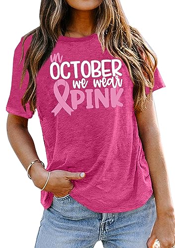 Breast Cancer Shirt Women Hope Pink Ribbon Tshirt Cancer Awareness Leopard Tee Tops3