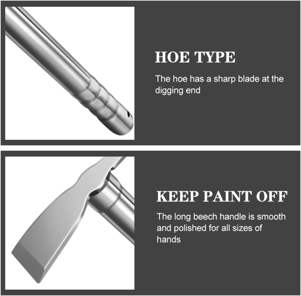 Yardwe Stainless Steel Garden Hoe - Heavy Duty Bend-Proof Weeding and Cultivating Tool, Dual-Head Design for Digging and Planting, 15.27 X 7.87 X Inches, Silver