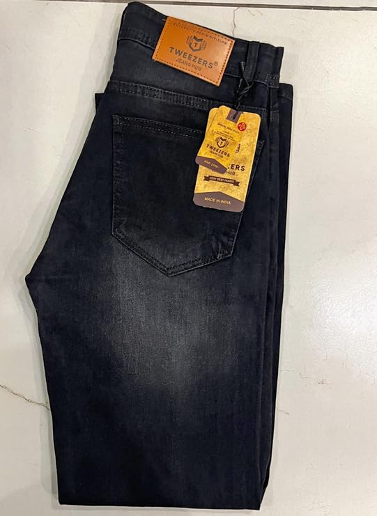 Image of Tweezers Straight Fit Men Black Jeans| Loose Fit Men Jeans | Mid-Rise Waist| Whiskers