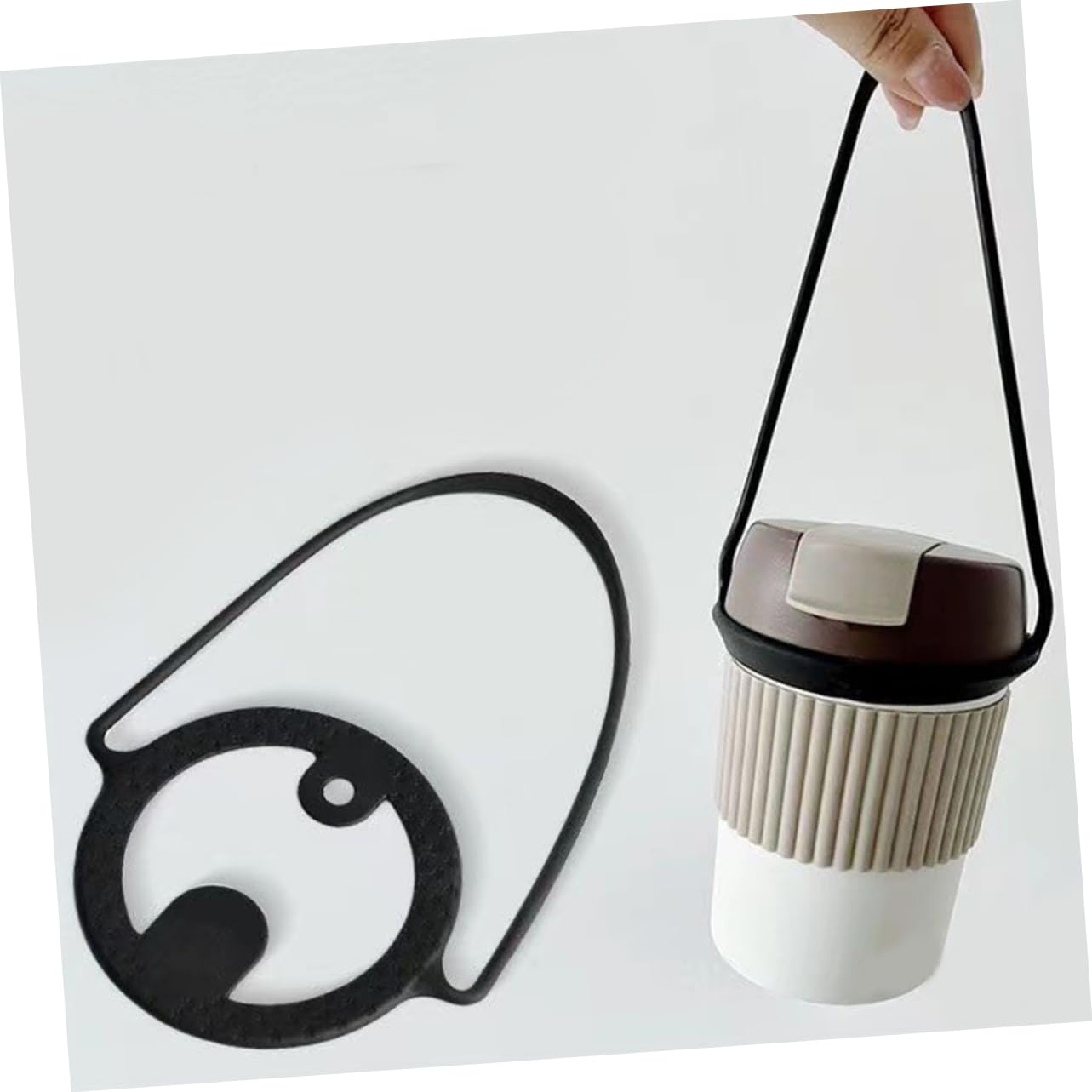 CONGARTENO 3pcs Creative Silicone Cup Carry Straps Heat Resistant Holder for Hot Beverages Versatile and Portable Coffee Milk Tea and Hot Water Cup Sleeve