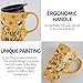 Topadorn Ceramic Coffee Mug Travel Cup Gift with Lid 17oz., Porcelain Tall Tea Cup with Handle for Home & Office, Bee Art Pattern Mug in Gift Box, 6.5''H