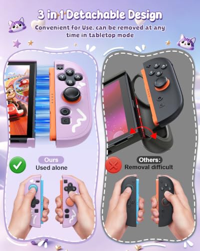 Image of Switch 2 Cute Case, FYOUNG Dockable Kawaii Cat Protective Cover Shell | Full Protection Accessories for Nintendo Switch 2 with Tempered Glass and Thumb Grips, PC Hard Case Anti-scratch Shockproof