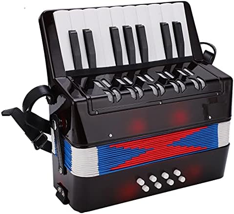 Tomotato Kids Accordions, 17 Key 8 Bass Professional Accordions Toy Musical Piano Keyboard Training Spring Instrument for Adult Beginner Kids Playing