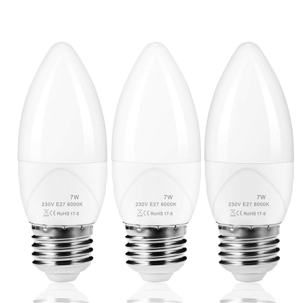 EMFYL fortunate lights 3Pack LED Candle Light Bulb E27 E26 70W Equivalent 7W Screw Table Desk Lamp Daylight 6000K Warm White 2700K Non Dimmable (Color : E27, Size : Warm White 2700K)