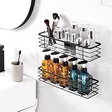 KES Duschablage ohne Bohren Schwarz Duschregal Badezimmer Ablage Dusche Duschkorb Edelstahl SUS304 Wandregal Kleben Badregal 2 Stücke, BSC204S36DF-BK-P2