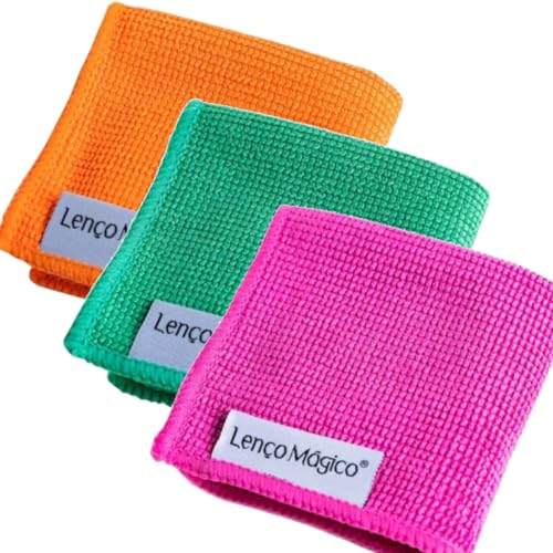 Kit 3 Lenço Mágico Premium 15x15cm Original Microfibra Limpa Óculos Celular Câmera Flanela Maior Absorção Maciez Lavável
