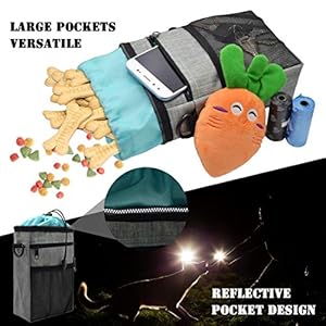 Dog Training Treat Bag with Poop Bag Holder Waterproof Dog Food Storage Bag Training Pouch with Adjustable Belt Shoulder Strap Easy to Carry Free Dog Plush Toys clicker