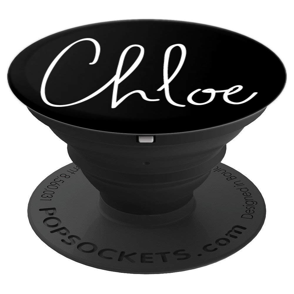 Chloe Name White on Black - Chloe PopSockets PopGrip: Swappable Grip for Phones & Tablets