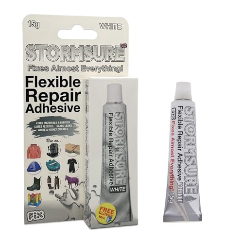 Stormsure Flexible Repair Adhesive White 15g: Waterproof, Highly Durable Glue for Long Lasting, Easy, Patchless Repairs