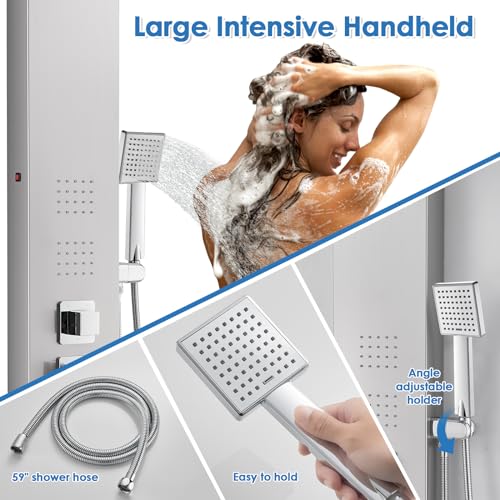 Image of ROVOGO LED Shower Panel Tower System with Lights, 5 Shower Modes, 46.5 Inch