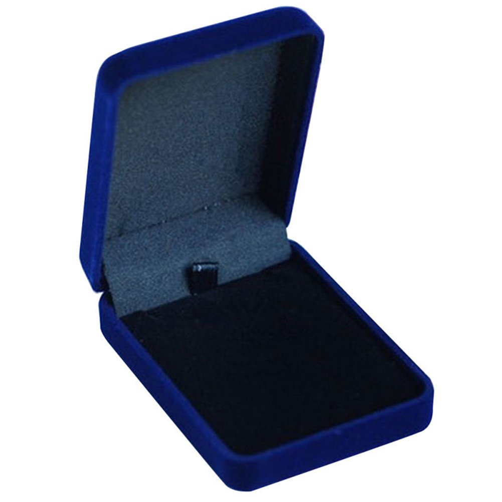 Velvet Necklace Jewelry Container Gift Display Box Ring Bracelet Storage Case (Blue)