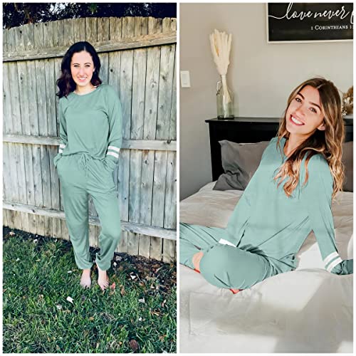 Image of Ekouaer Sweatsuits Womens Loungewear Set Tracksuit Long Sleeve Pajamas Set with Pockets 2 Piece Outfits Lounge Sets